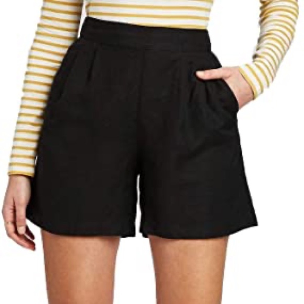 Black High Rose Bermuda Shorts